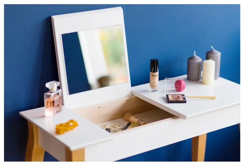 Grafitovosivý toaletný stolík so zrkadlom Ragaba Dressing Table, dĺžka 65 cm