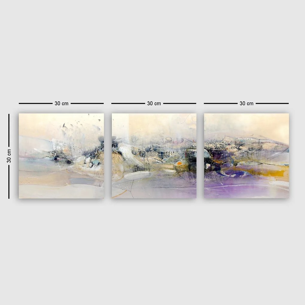 Sada obrazov KSHITIJ 3 ks fialová/béžová