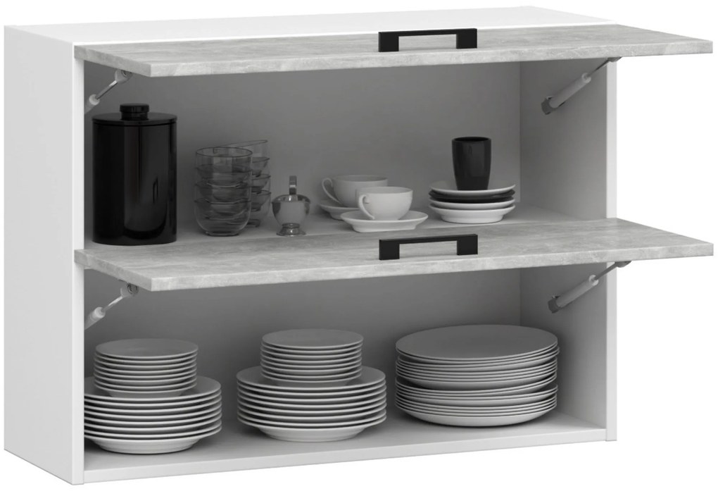 Závesná kuchynská skrinka OLIVIE 80x58 cm matná biela/betón