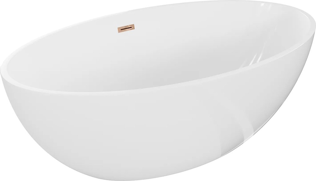 Mexen Nike voľne stojaca vaňa 175 x 100 cm, biela, odtok ružového zlata 5