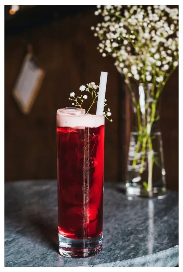 Sada 6 bielych sklenených slamiek na pitie Vialli Design, dĺžka 20 cm