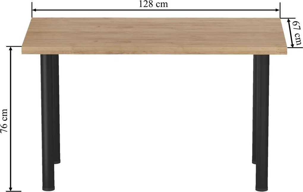 Vintino Jedálenský stôl LUNARO 128 × 67 cm – dub zlatý craft / čierny