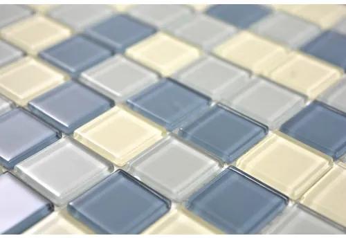 Sklenená mozaika CM4SE1M Crystal biela/strieborná/sivá 30x30 cm