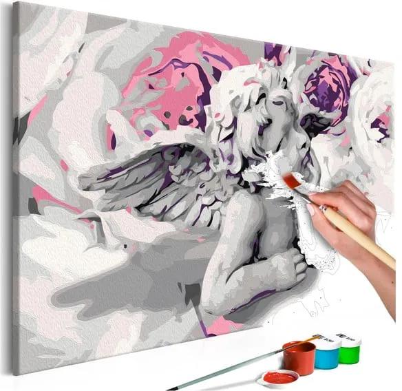 DIY set na tvorbu vlastného obrazu na plátne Artgeist Angel Flowers, 60 × 40 cm