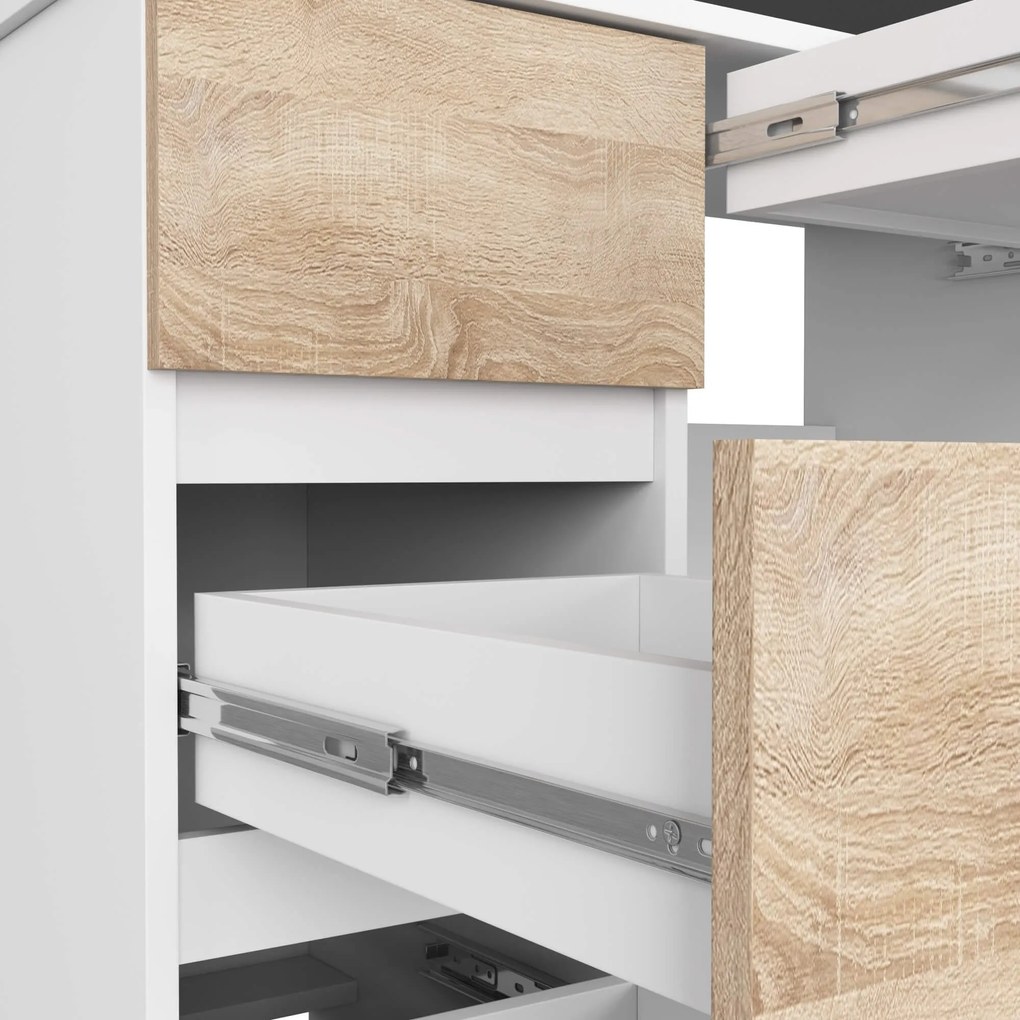 Písací stôl A-7 90 cm biely/dub sonoma ľavý