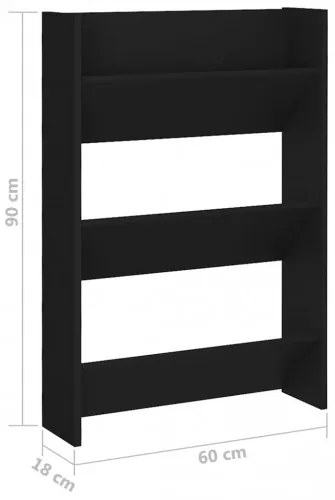 vidaXL Nástenné botníky 2 ks čierne 60x18x90 cm drevotrieska-
