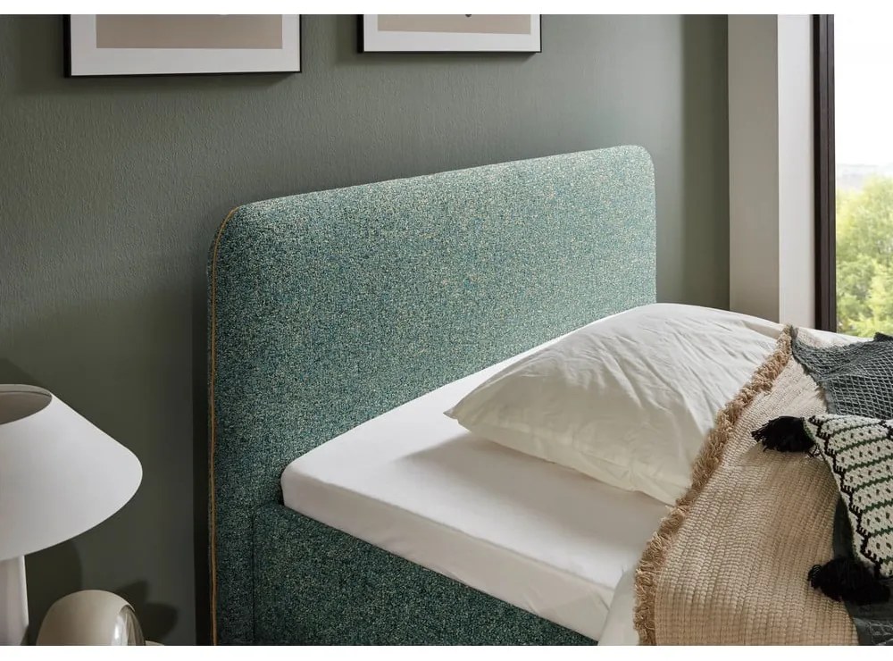 Tmavozelená čalúnená dvojlôžková posteľ bez roštu 180x200 cm Primo – Meise Möbel
