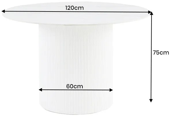 Okrúhly jedálenský stôl Parthenia 120 cm vzor biely mramor