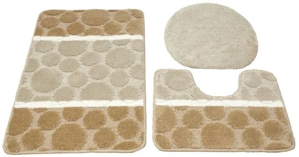 Sada kúpeľňových koberčekov SIENA béžová, bodky / pruhy