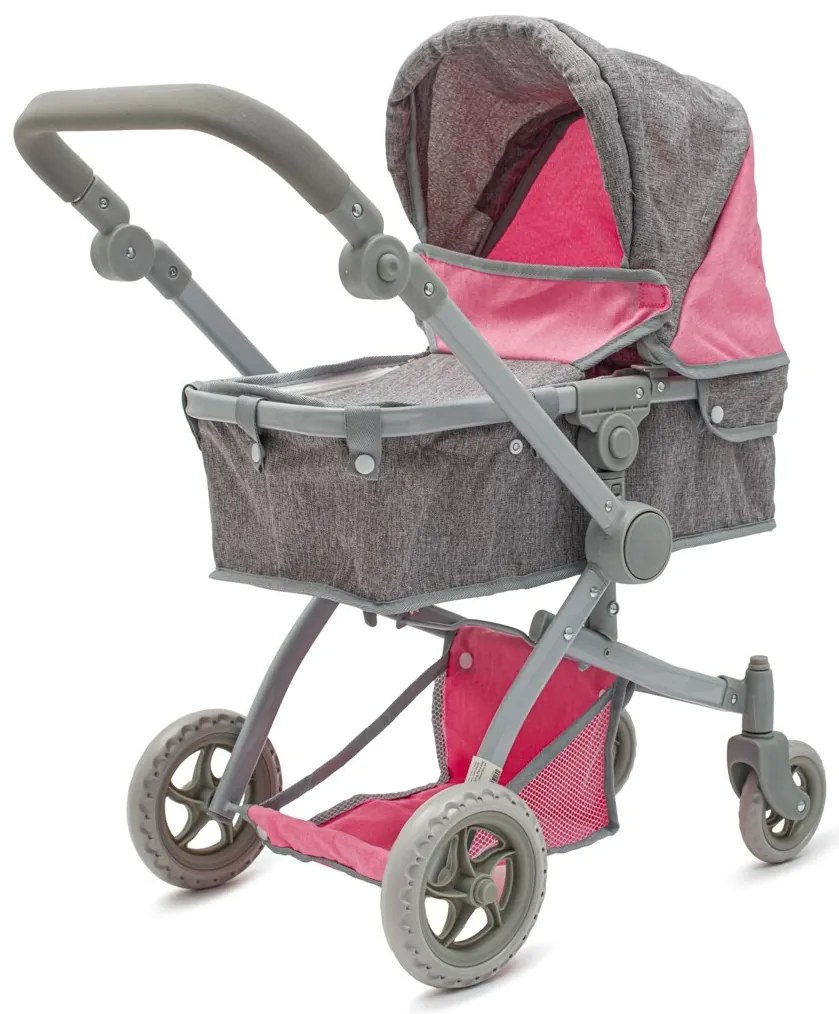Kočík pre bábiku Baby Mix 2v1 Sophie ružový -sivý, 63,5 x 37 x 63,5 cm
