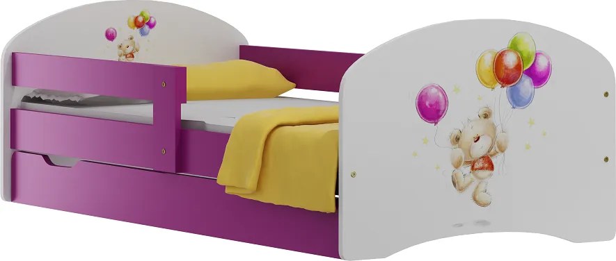 MAXMAX Detská posteľ so zásuvkami MÉĎA S BALÓNIKY 180x90 cm