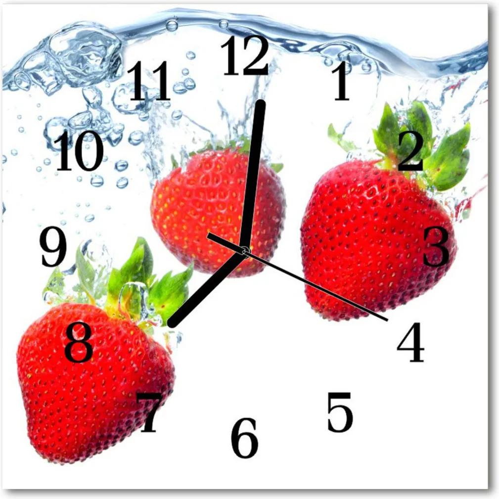 Sklenené hodiny štvorcové  jahody
