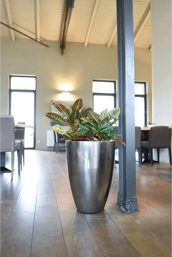 Luxusný kvetináč OPALA, sklolaminát, výška 55 cm, strieborná metalíza