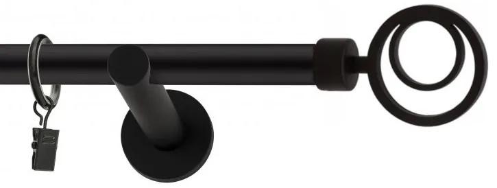 Dekorstudio Garniža jednoradová ORBIO čierna matná 19mm Dĺžka: 140cm, Typ uchytenia: Držiak modern, Typ príslušenstva: Krúžky tiché so štipcami