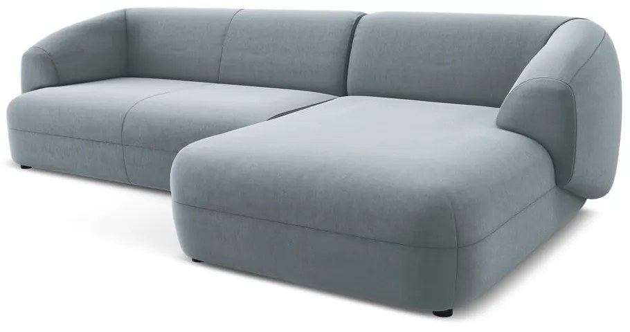 Svetlomodrá zamatová rohová pohovka (pravý roh) Moana – Makamii