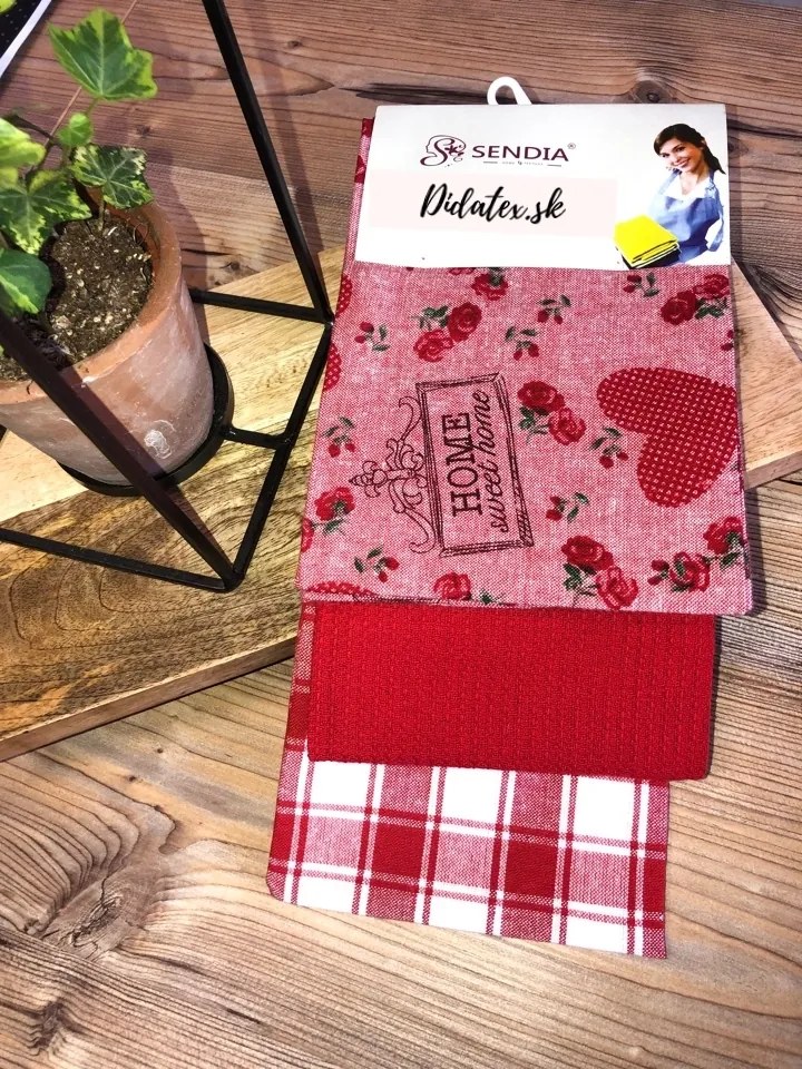 Sendia Textil A-1 Kuchynské utierky 3 Set Home červená