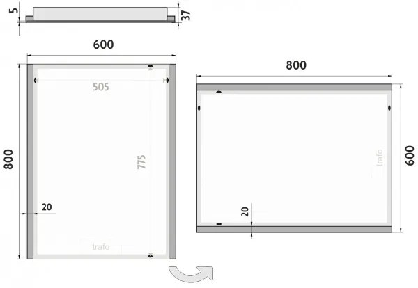 NIMCO ZP 11002 - LED kúpeľňové zrkadlo s podsvietením, 6500 K, 80x60 cm, IP44