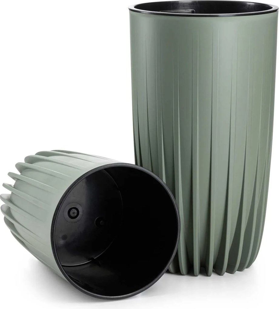 Kvetináč STRIPPED ECO II 30 cm sivo-zelený