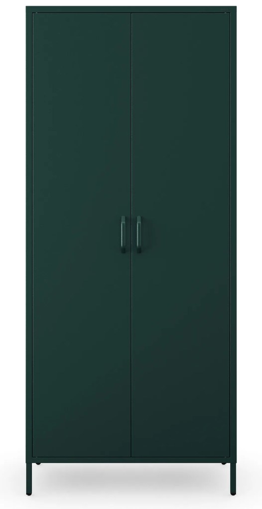 Šatníková skriňa kovová loftová na nožičkách fľaškovo zelená, 800x1850x450 mm: FLAVIO Modern