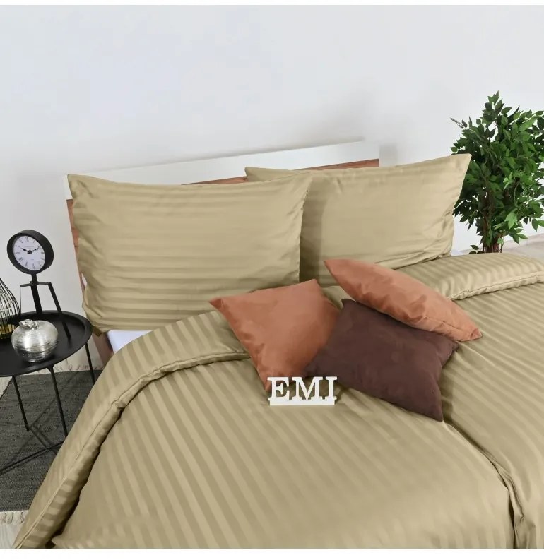 Obliečky damaškové cappuccino EMI, Štandardný set jednolôžko obsahuje 1x 140x200 + 1x 70x90
