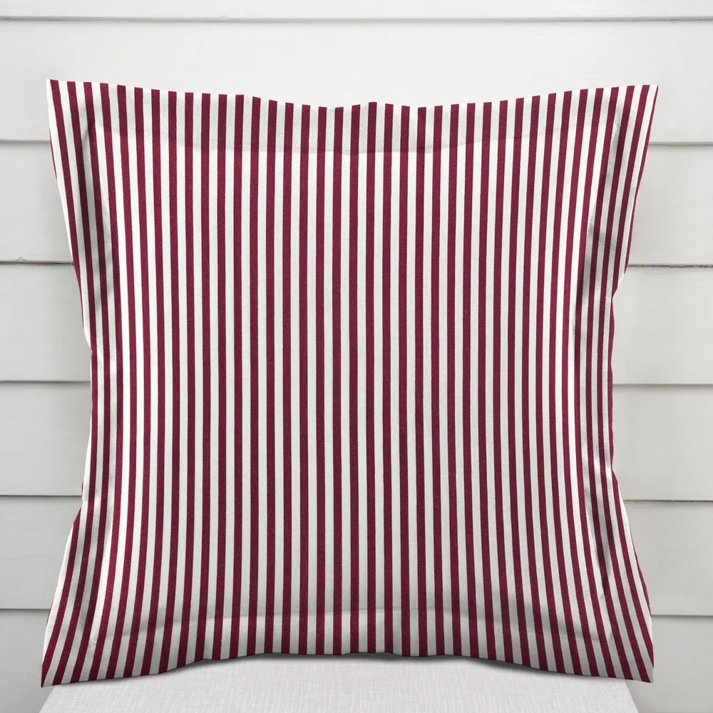 Biante Bavlnená obliečka na vankúš s lemom Sandra SA-363 Tmavo červeno-biele pásiky 50 x 50 cm