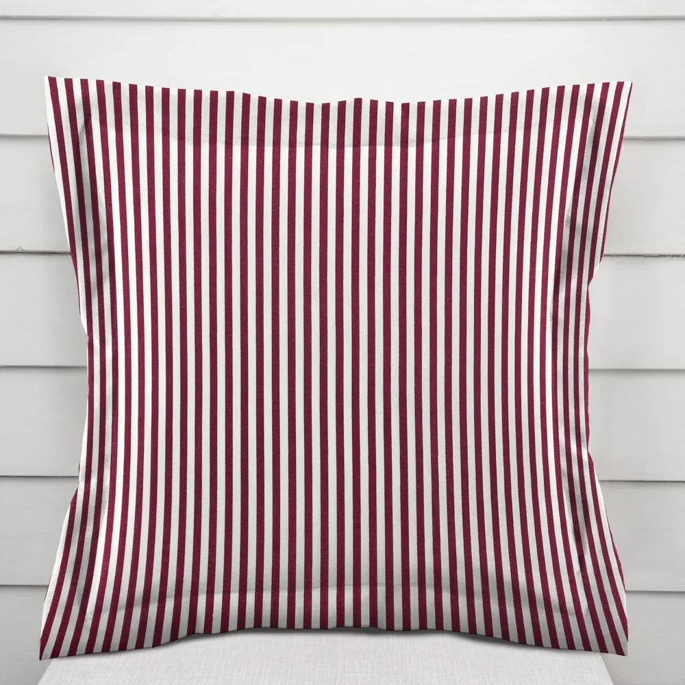 Biante Bavlnená obliečka na vankúš s lemom Sandra SA-363 Tmavo červeno-biele pásiky 50 x 50 cm