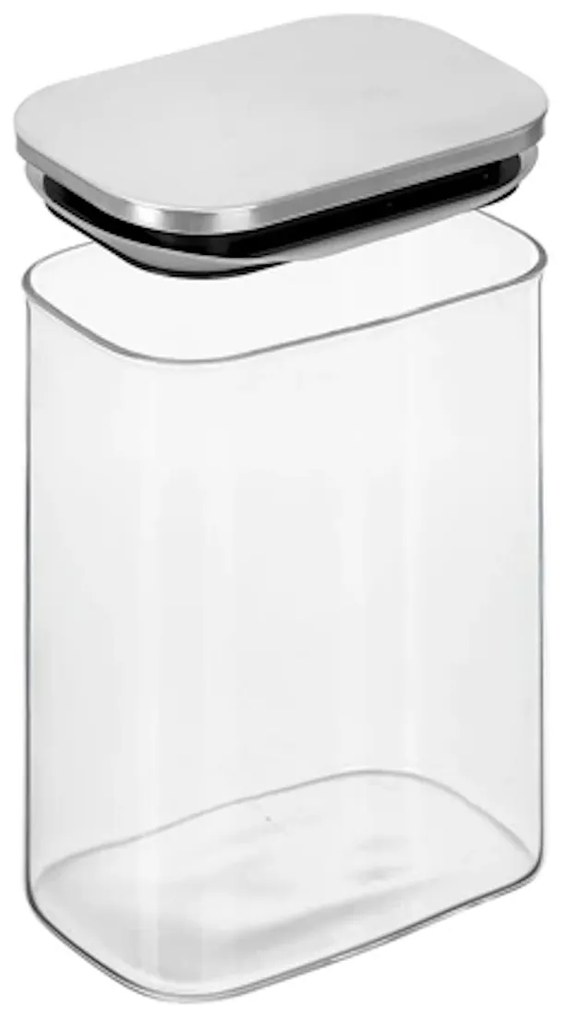 Arte Regal Sklenená obdĺžniková dóza s nerezovým vekom, 1,4l NEREZ VIVO