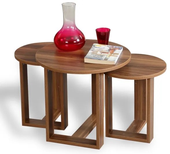 SADA 3x Odkladací stolík MIRA hnedá