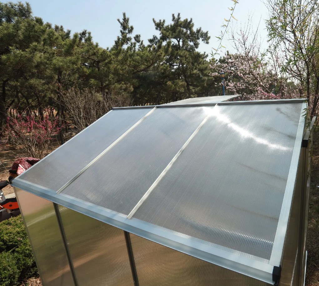 Skleník so základňou BestBerg BBGH‑606S / 3,61 m² / 190 × 190 × 194 cm / strieborná