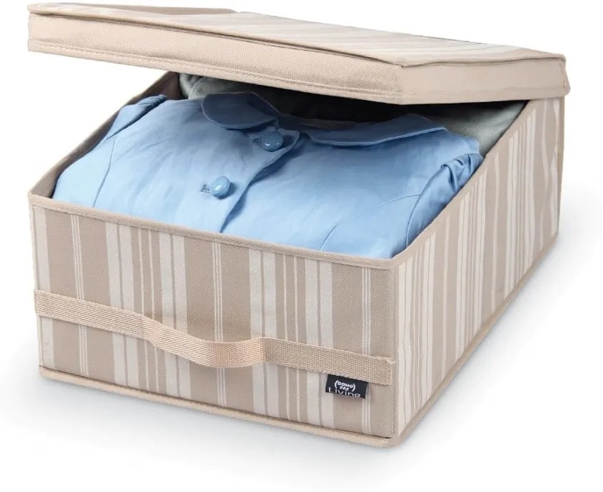 Béžový úložný box Domopak Stripes, dĺžka 45 cm