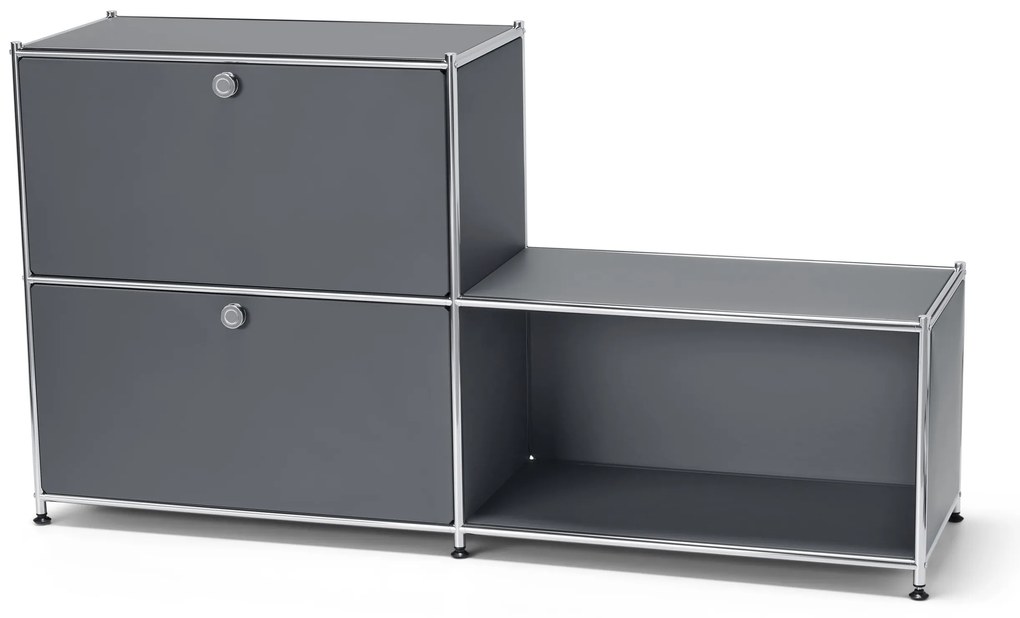 Kovový regál »CN3« s 3 priehradkami, sivý