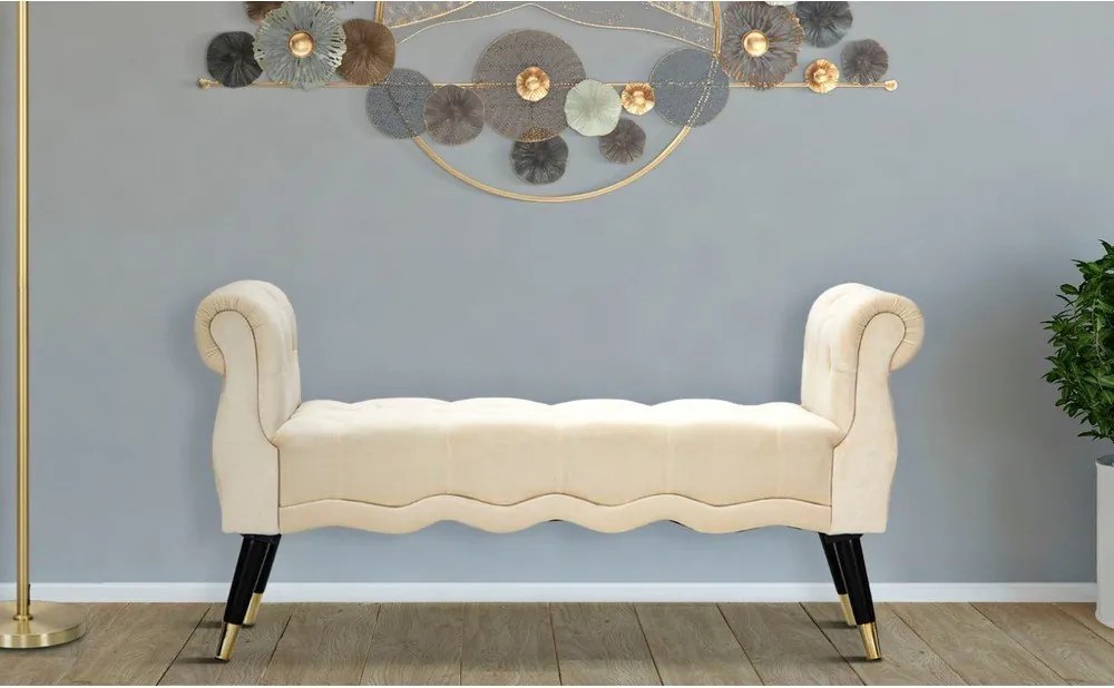 Krémová zamatová lavica Paris – Mauro Ferretti