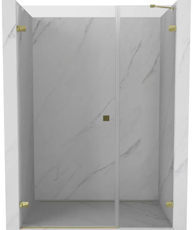 Mexen Lunar-B, ľavé otočné sprchové dvere 130 cm, číre sklo, zlatý profil, 832S-130-050-50-00-L