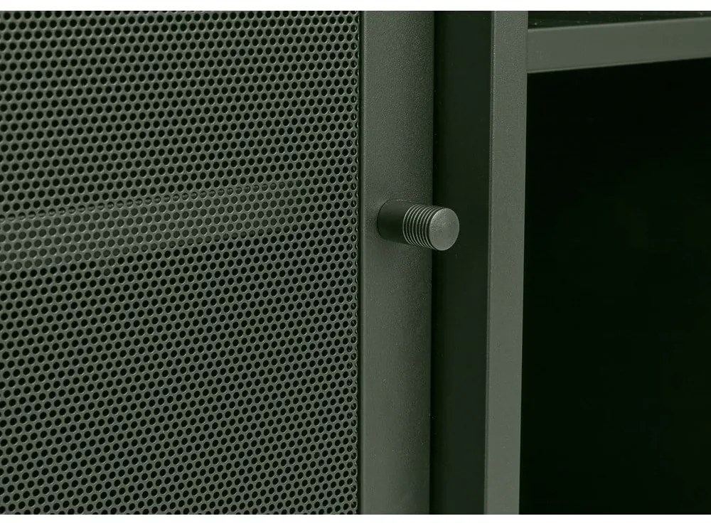 Tmavozelená kovová nízka komoda s posuvnými dverami 160x75 cm Veep – Unique Furniture