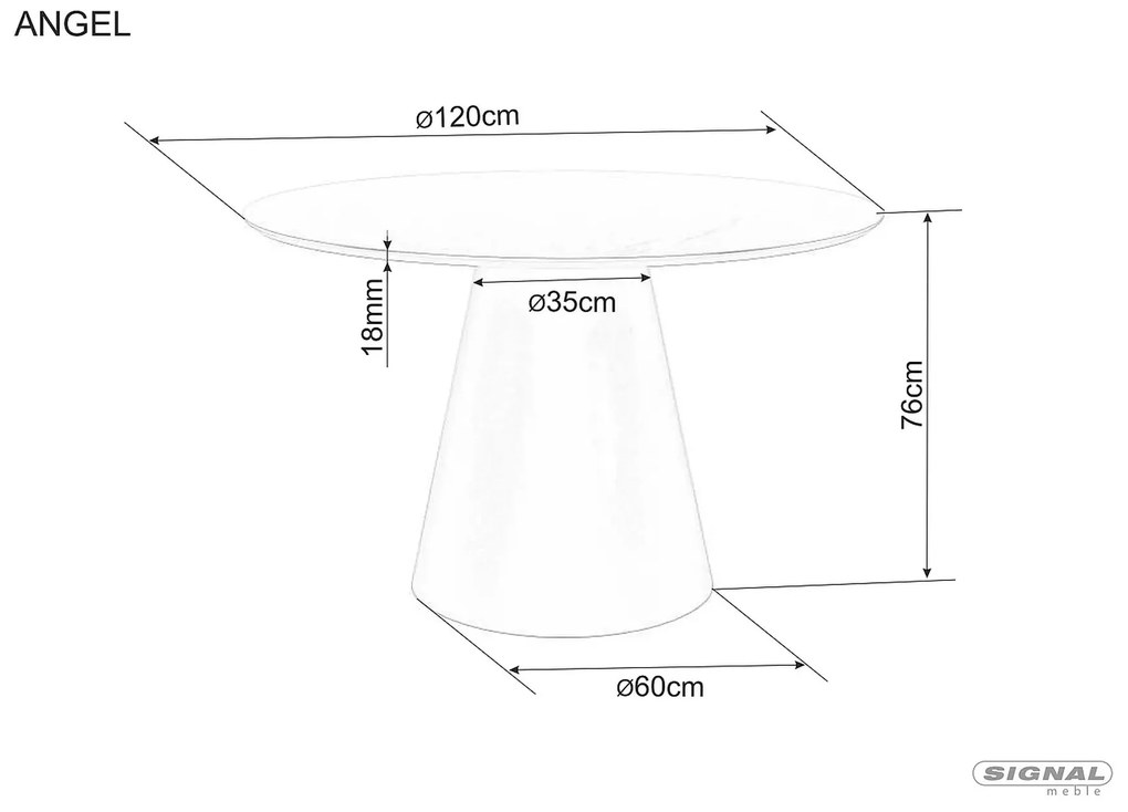 Kulatý jídelní stůl Angel 120 cm černý/ořech