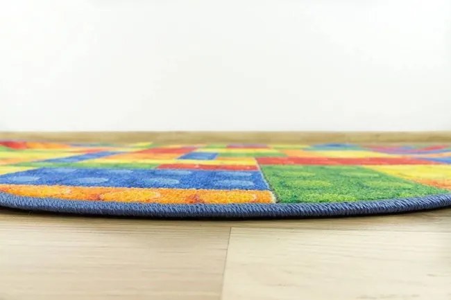 Detský koberec kocky lego viacfarebný kruh