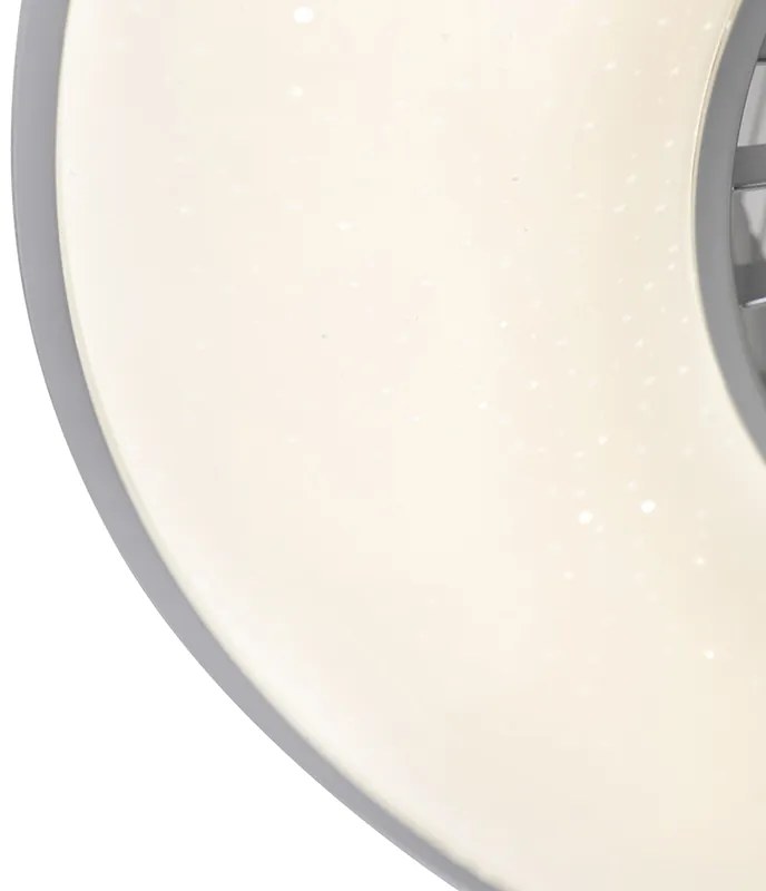 Stropný ventilátor strieborný s hviezdnym efektom 60 cm vrátane LED stmievateľný s diaľkovým ovládaním - Climo