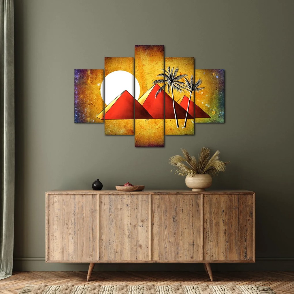 Obraz maľovaných egyptských pyramíd (150x105 cm)