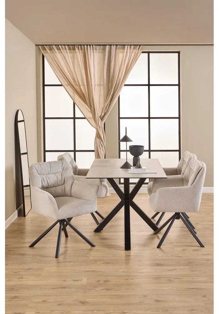 Béžové čalúnené jedálenské kreslo s podrúčkami Alonso – Actona