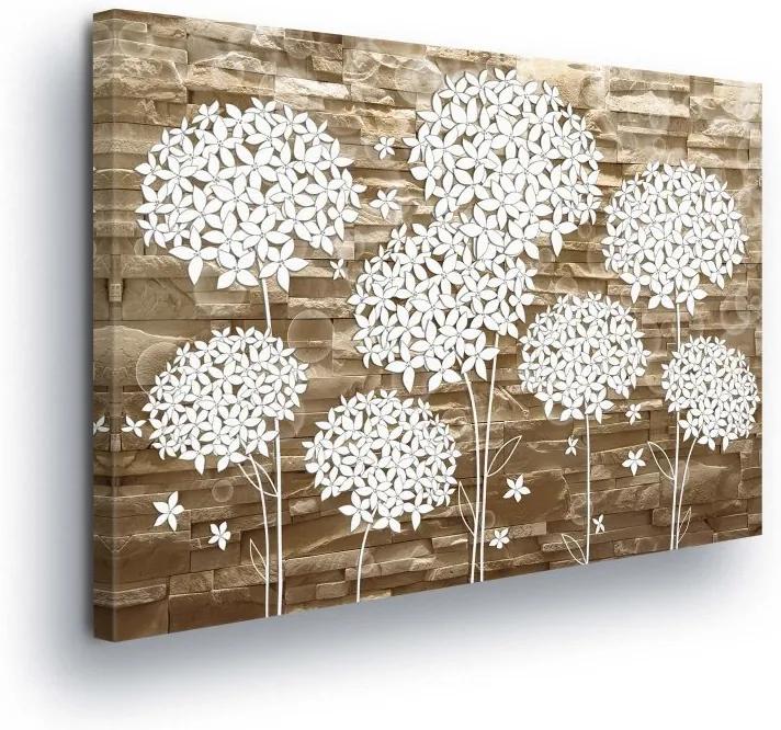 GLIX Obraz na plátne - White-leaved Flowers on Brown Background II 100x75 cm