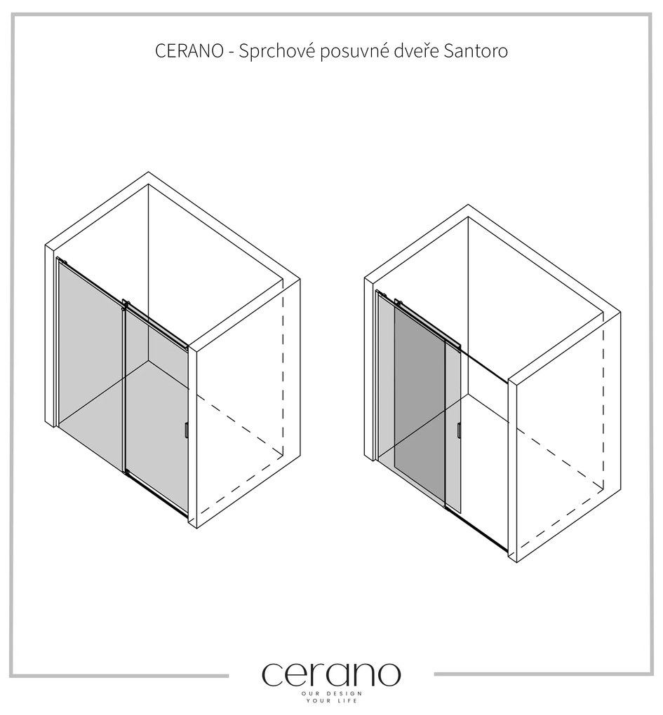 CERANO - Sprchové posuvné dvere Santoro Ľ/P - 8 mm - čierna matná, grafitové sklo - 120x195 cm, CER-CER-537430