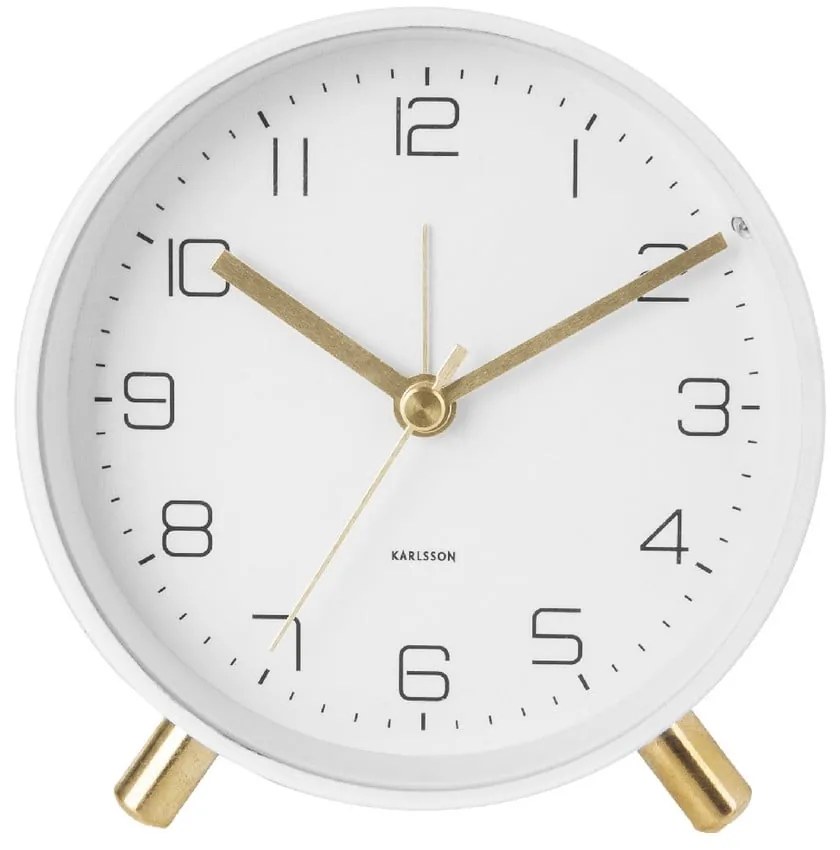 Biely budík Karlsson Lofty, ø 11 cm