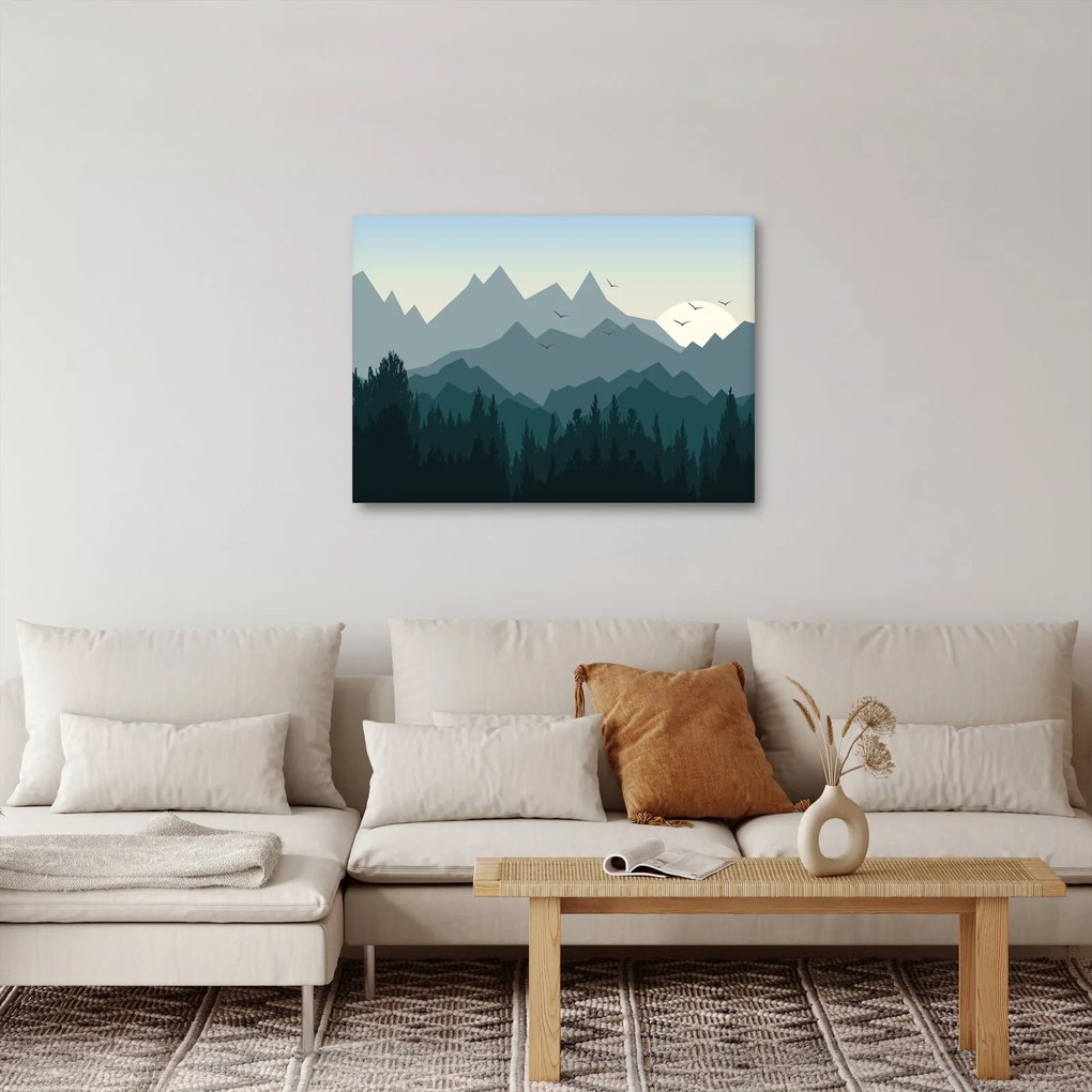 Obraz - Hory pohľadom grafika (70x50 cm)