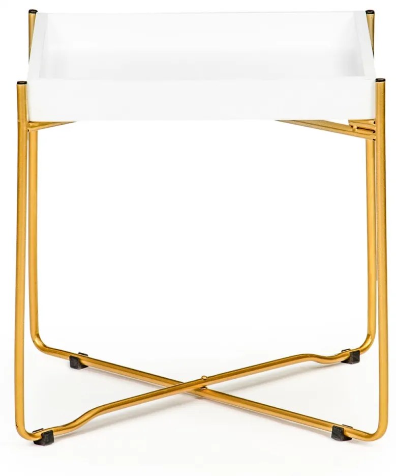 Odkladací stolík LOFT biely/zlatý