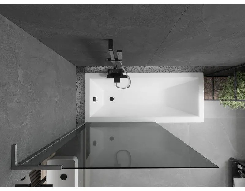 Mexen Next L, 1-krídlová vaňová zástena 100 x 150 cm, 6mm šedé sklo, grafitový profil, 895-100-000-03-40-66