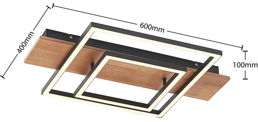 Lucande Chariska stropné LED drevo čierna 60 cm
