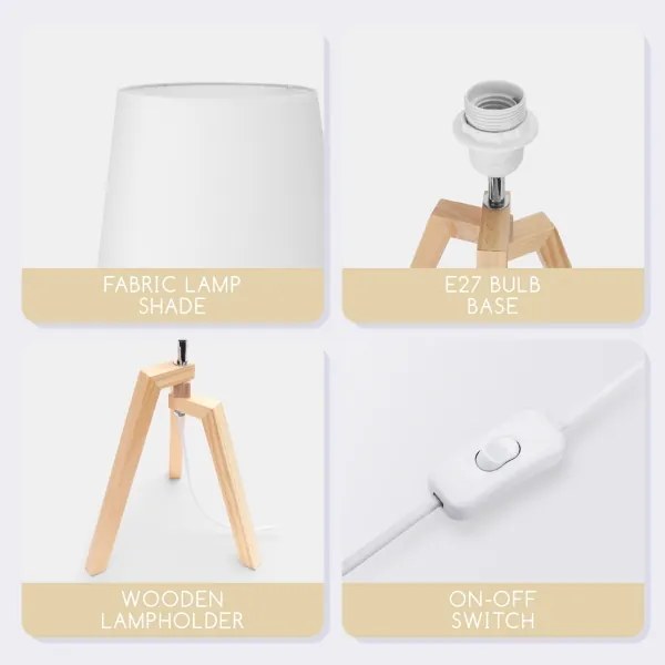 Aigostar - Drevená stolná lampa 1xE27/60W/230V borovica