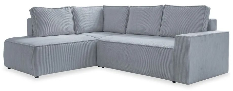 Svetlosivá menčestrová rozkladacia rohová pohovka (ľavý roh) Brave Dave – Miuform