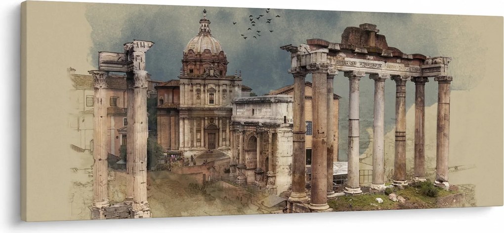Obraz - Forum Romanum, Rím, Taliansko (120x50 cm)