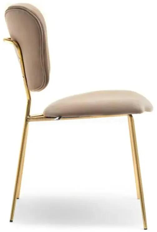 Dizajnová jedálenská stolička FLYN béžová + zlaté nohy